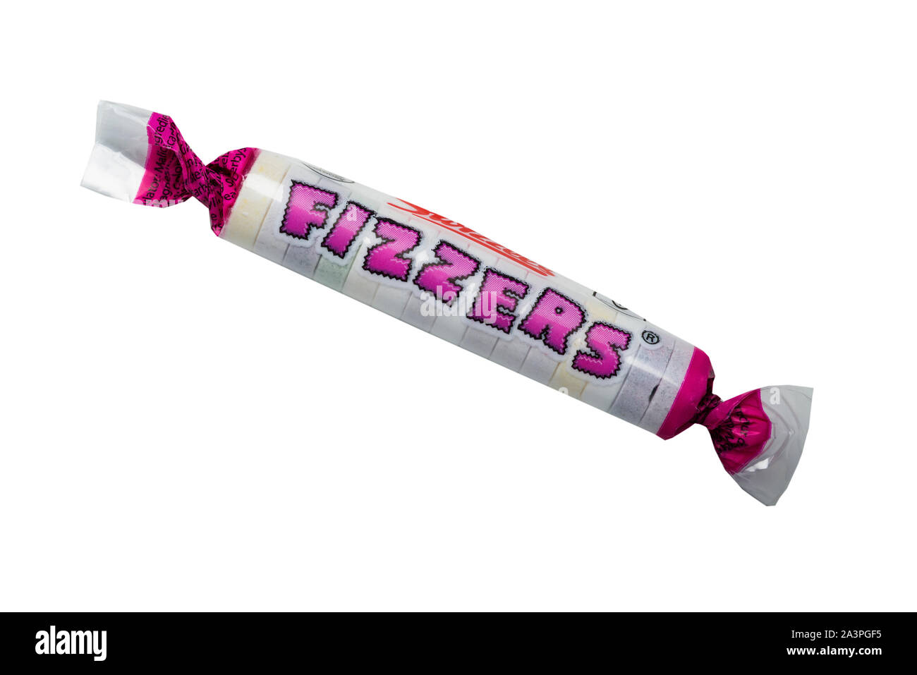 Ein Paket von Fizzers Süßigkeiten auf weißem Hintergrund Stockfoto