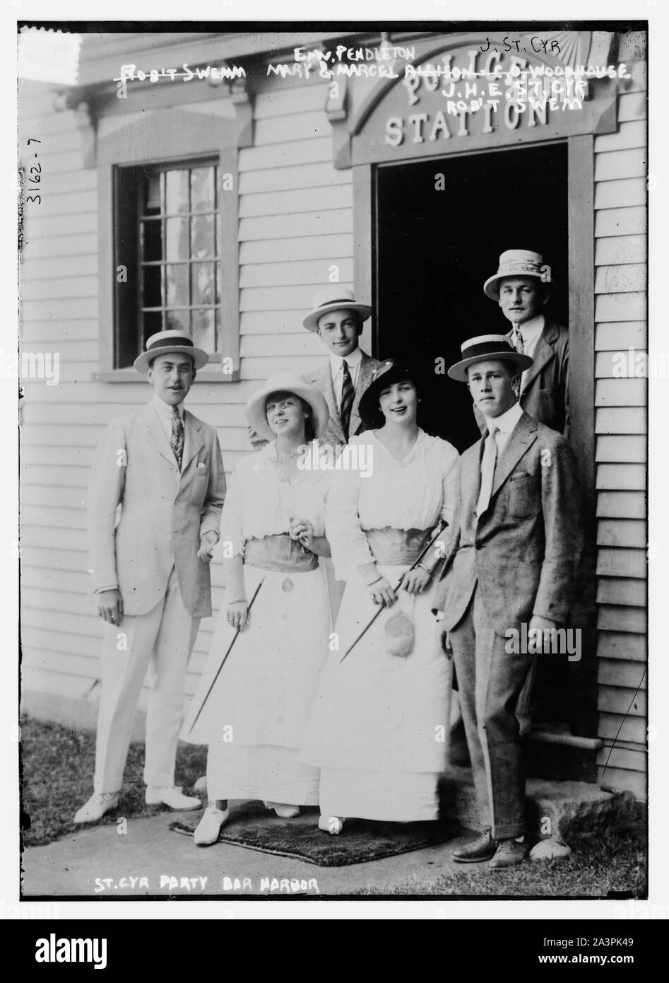 St. Cyr Partei - Bar Harbor: Edw. Pendelton, Maria und Marcel, J.H.E. St. Cyr, Rob't. Swem Stockfoto