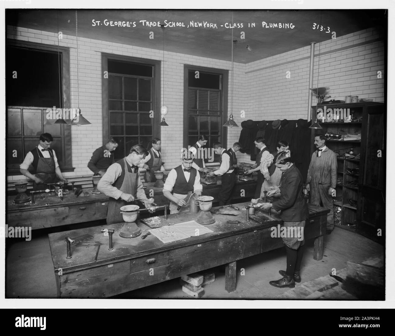 St. George's Schule, N.Y.: Sanitär Klasse Stockfoto