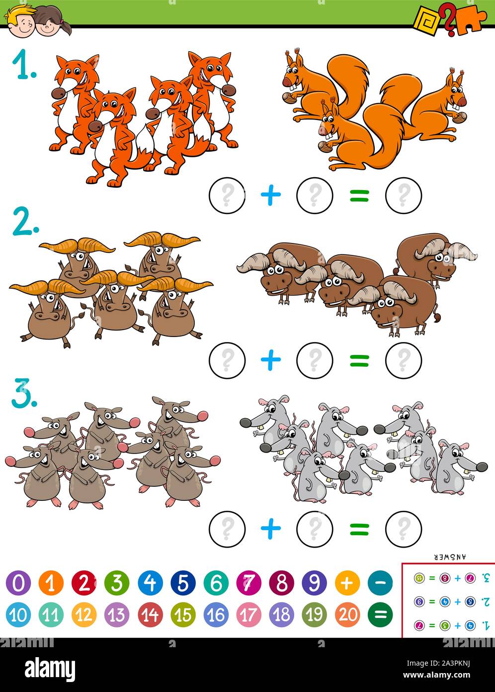 Cartoon Illustration der Pädagogischen Mathematische hinaus Puzzle Aufgabe für Kinder mit wilden Tier Zeichen Stock Vektor
