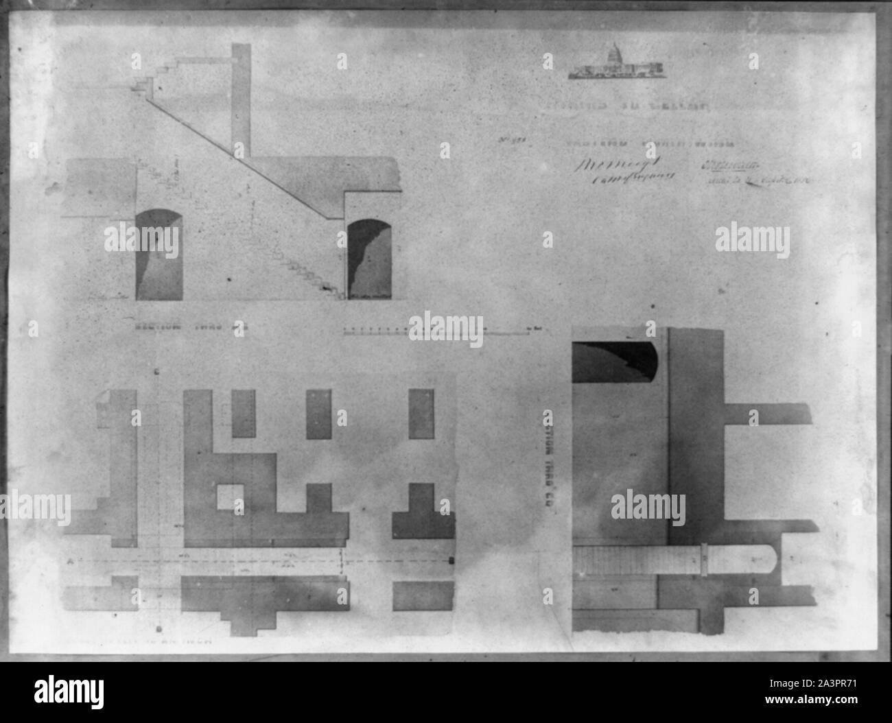 Treppen zum Keller, östlichen, nördlichen Flügel Stockfoto