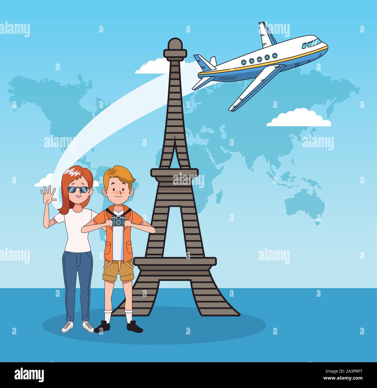 Touristen und World Travel Design Stock Vektor