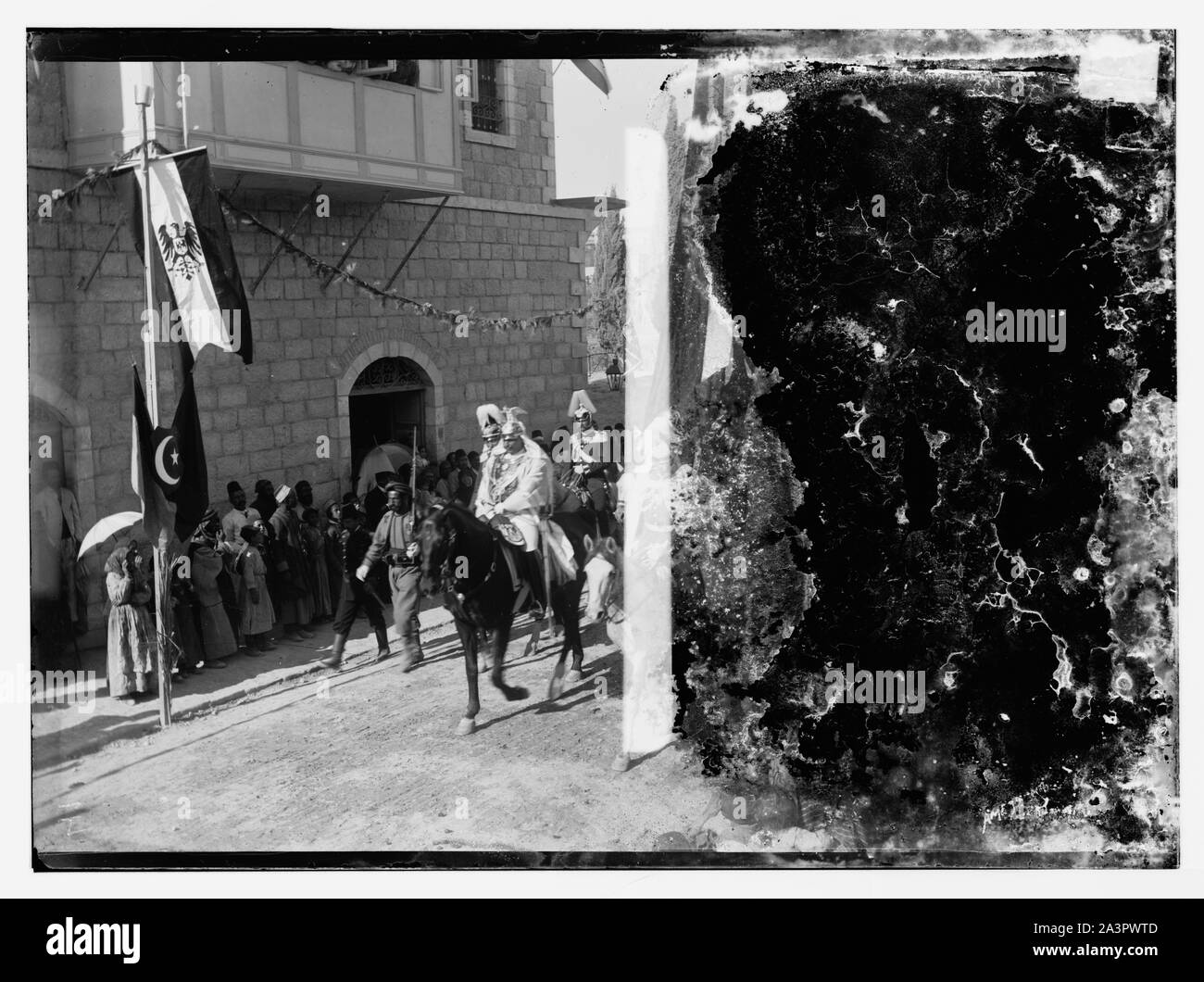 Besuch in Jerusalem von Wilhelm II. von Deutschland im Jahr 1898. Kaiser in der Prozession. Stockfoto