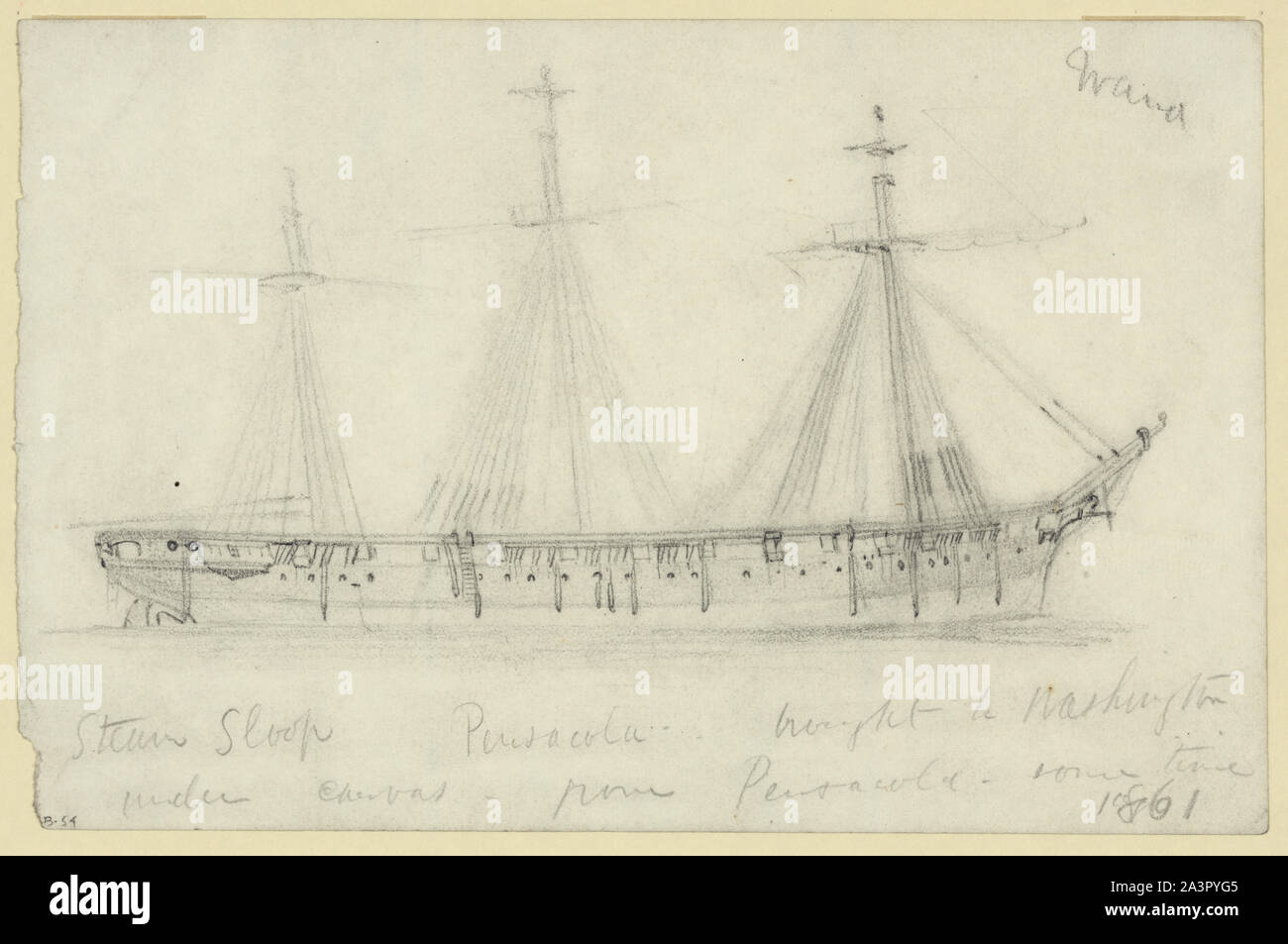 Dampf Sloop Pensacola gebracht Washington unter Leinwand von Pensacola, einige Zeit 1861 Stockfoto