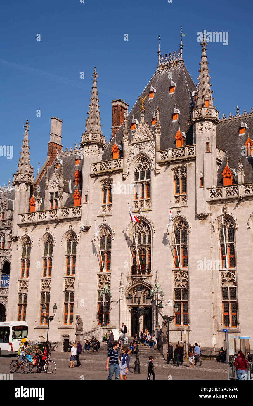 Marktplatz, provinziellen Gericht Gebäude, Brügge, Belgien Stockfoto