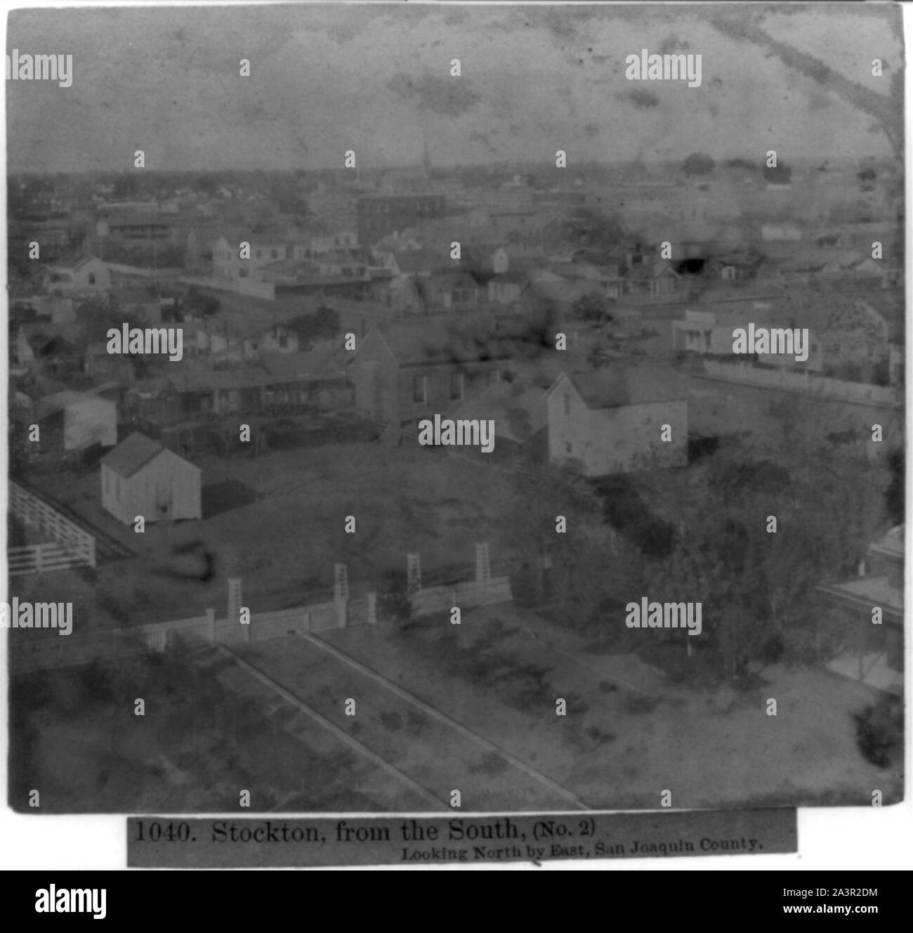 Stockton aus dem Süden (Nr. 2) Blick nach Norden von Osten, San Joaquin County Stockfoto