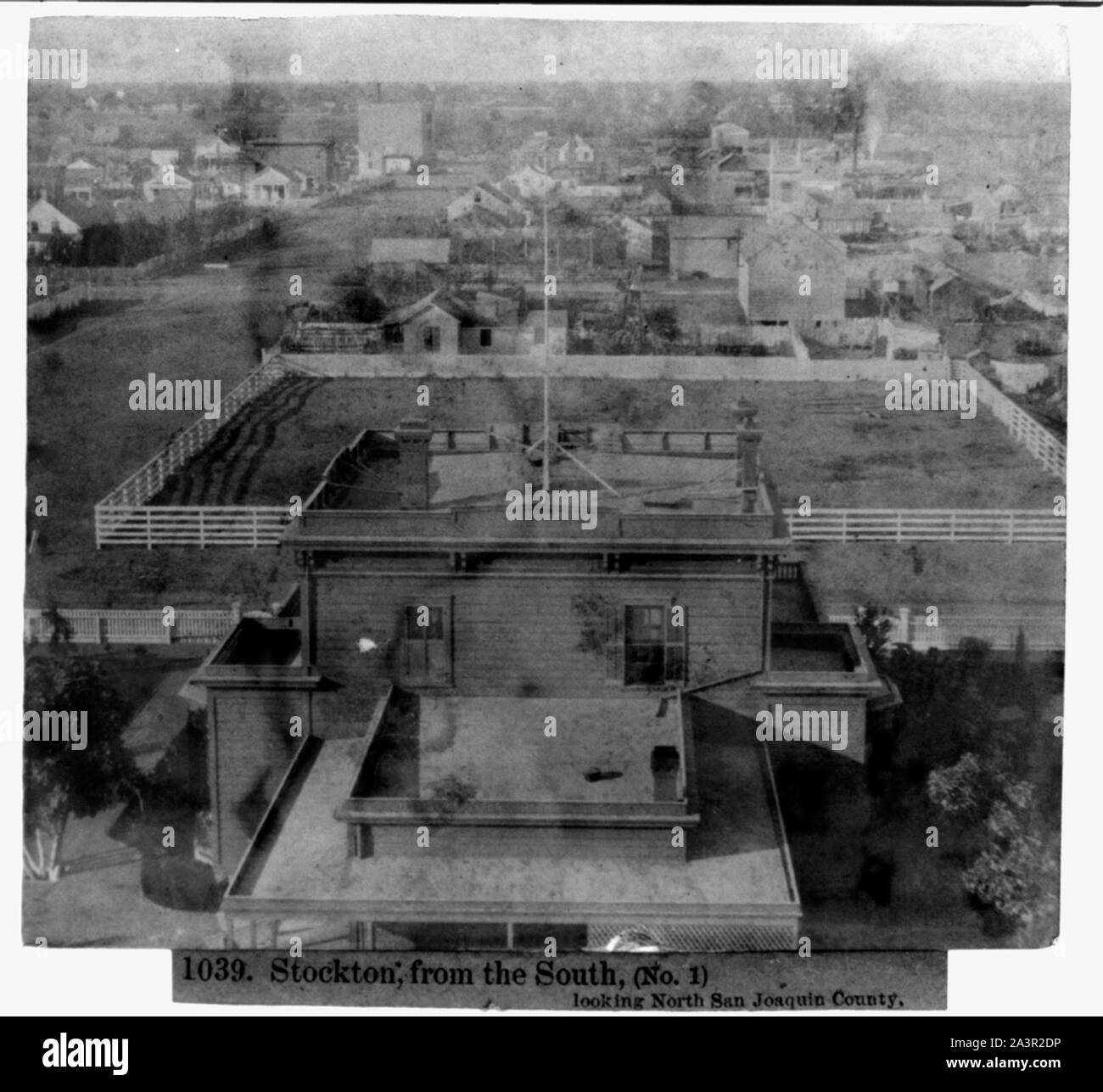 Stockton aus dem Süden (Nr. 1) Blick nach Norden, San Joaquin County Stockfoto
