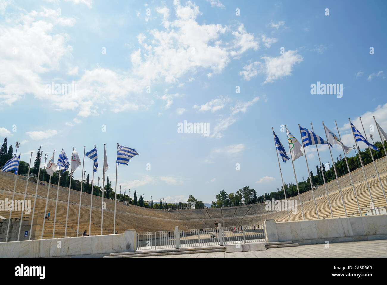 Athen Griechenland - 15. JULI 2019; Panathenaic Stadion als Heimat der modernen Olympischen Spiele in der Mitte der Stadt von Athen bekannt Stockfoto