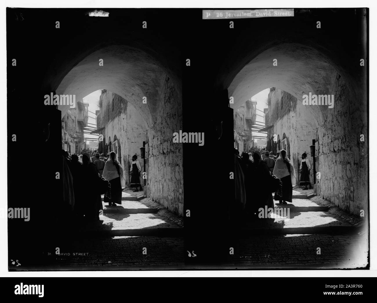 Straßen. Jerusalem. David Street. (Westlichen Ende, gewölbten Straße von Schritten). Stockfoto