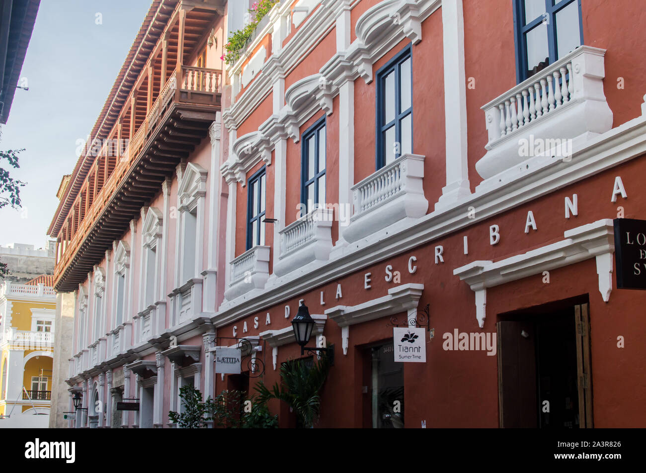 Das Casa de la Escribana, oder Haus des Scribe, ist ein historisches Gebäude im Herzen der Altstadt von Cartagena. Stockfoto