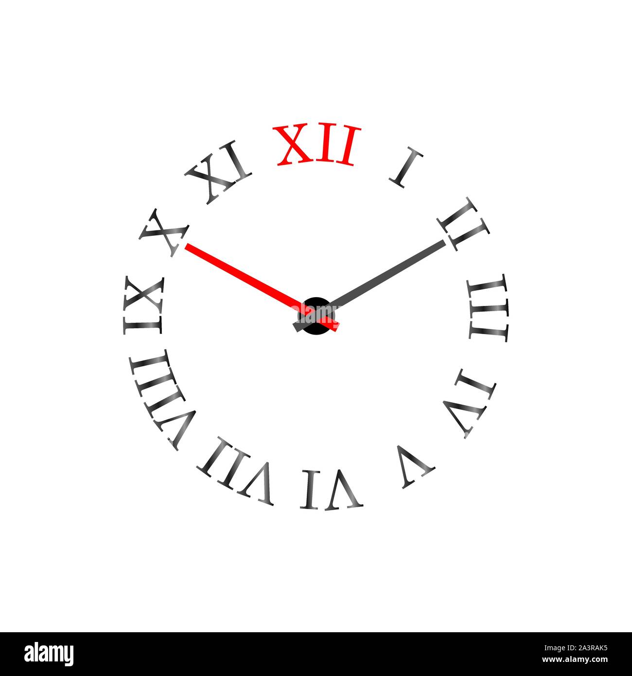 Uhr mit römischen Ziffern auf dem Zifferblatt. Vector Illustration. Stock Vektor