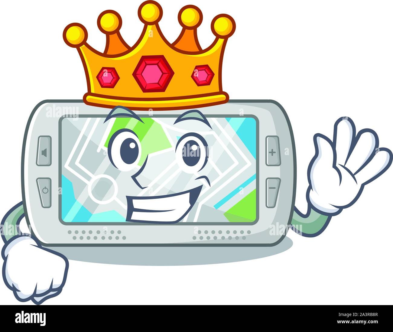 König Cartoon Stil global positioning system Spielzeug Stock Vektor