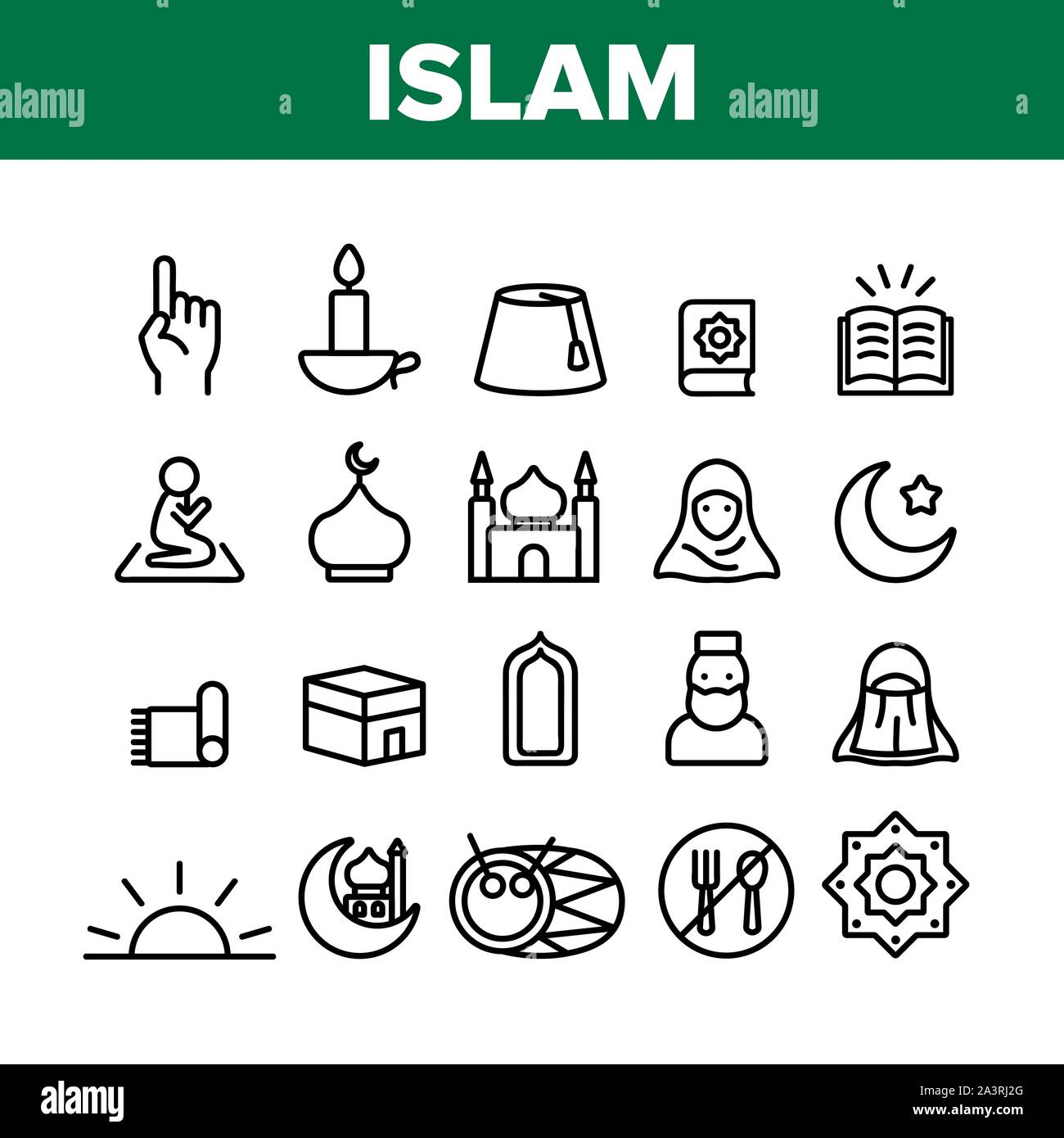 Islam Religion arabischen Sammlung Icons Set Vector Stock Vektor