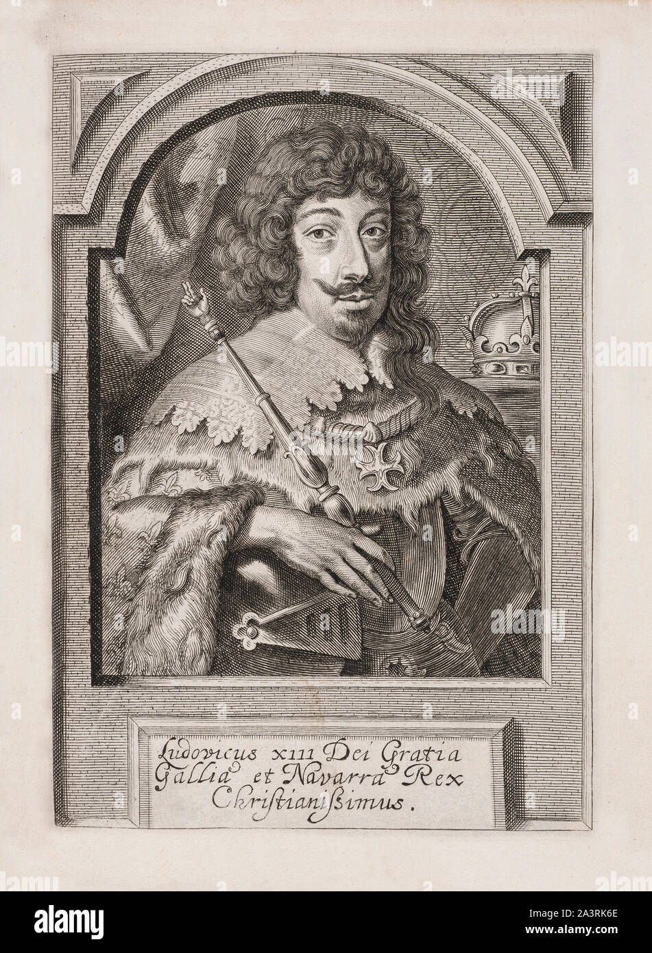 Gravur von Louis XIII (1601-1643), König von Frankreich von 1610 bis 1643 König von Navarra (als Ludwig II.) von 1610 bis 1620, wenn die Krone von Navarra Stockfoto
