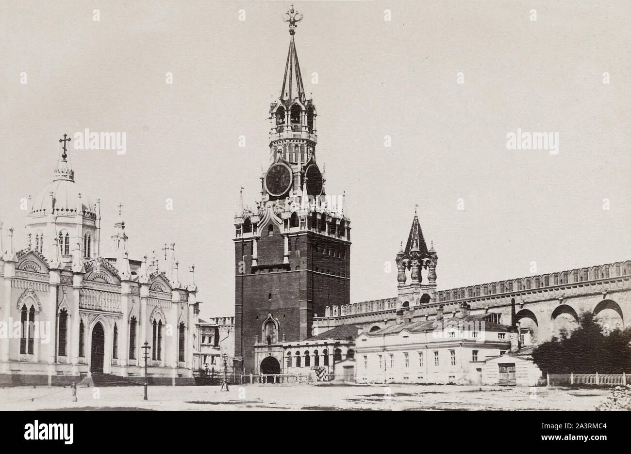 Spasky Tor im Kreml. Ende des 19. Jahrhunderts, Moskau, Russische Reich Stockfoto