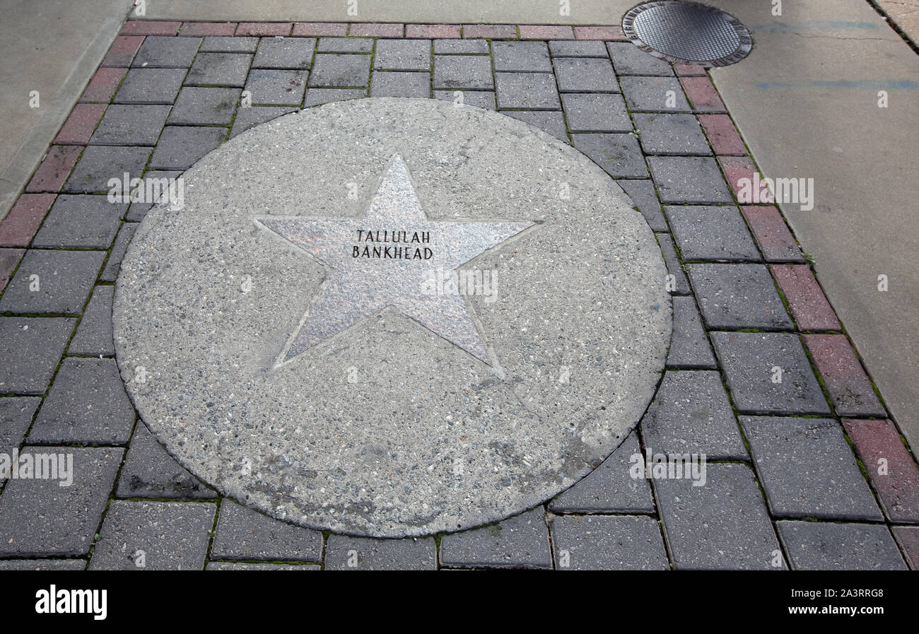 Tallulah Bankhead Star auf Alabama Movie Star Walk of Fame vor dem Alabama Theater, Birmingham, Alabama Stockfoto