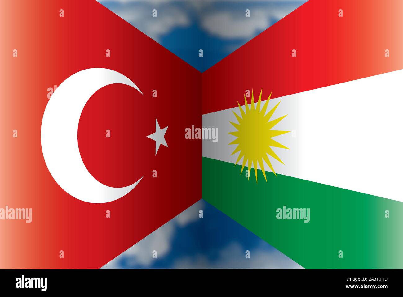 Die Türkei gegenüber den kurdischen Fahnen, Vektor, Abbildung Stock Vektor