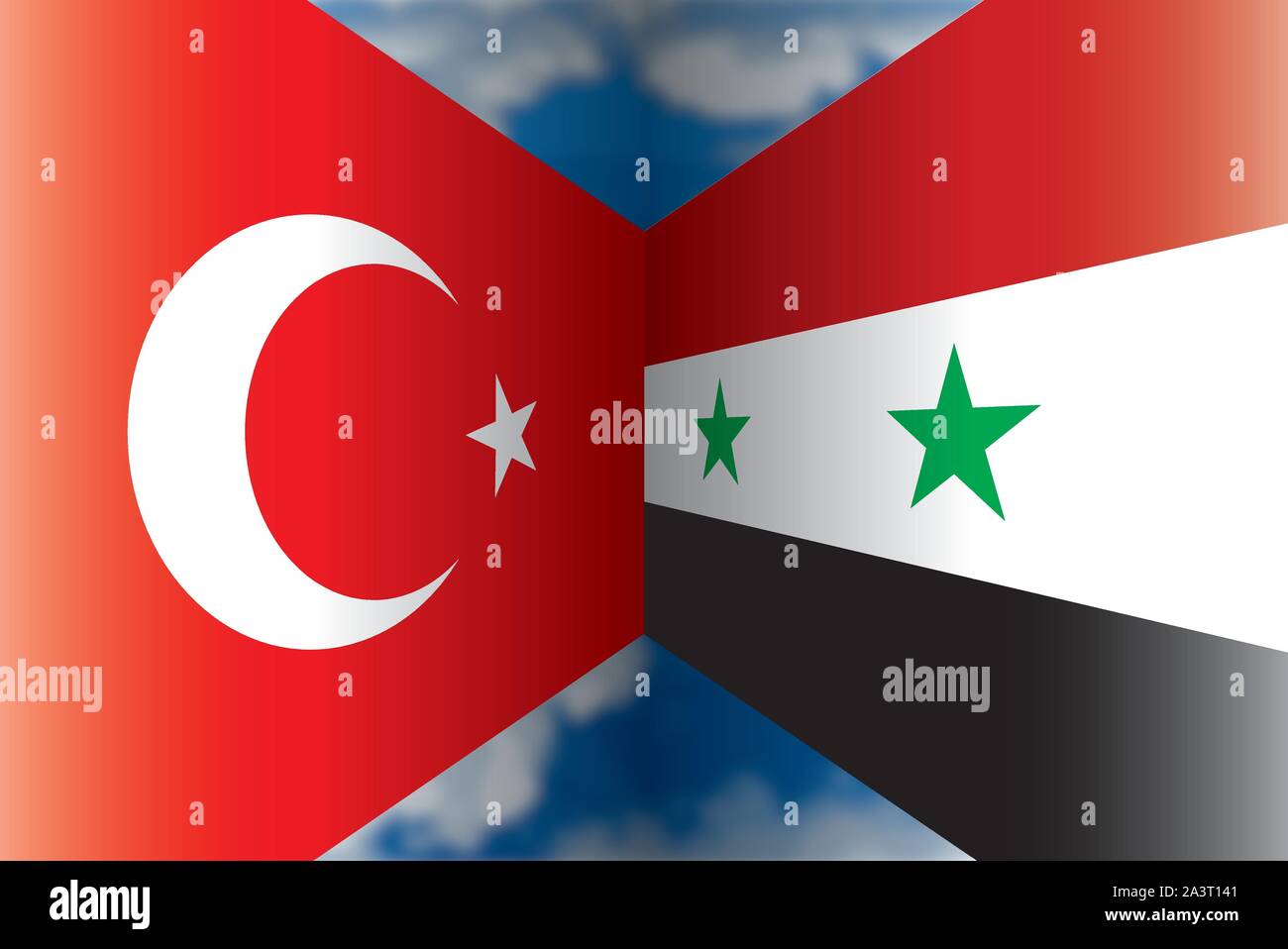 Die Türkei gegen Syrien flags, Vector Illustration Stock Vektor