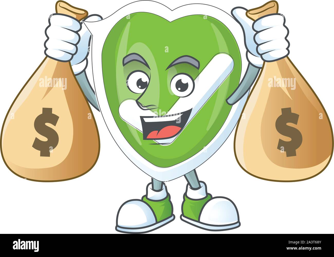 Mit Geld beutel Häkchen Shield für Symbol ein Schutz Stock Vektor