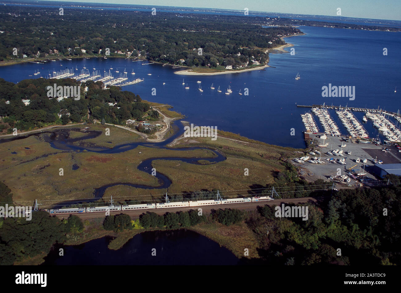 Testlauf der high-speed Amtrak Acela train in New England vor der Inbetriebnahme Stockfoto