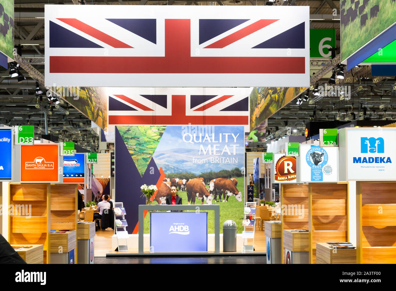 Stand der britischen Fleischerzeuger auf der Anuga, Köln, Deutschland, 09.10.2019. Stockfoto