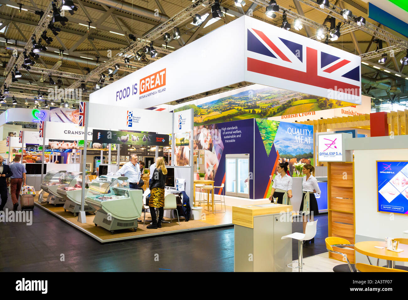 Stand der britischen Fleischerzeuger auf der Anuga, Köln, Deutschland, 09.10.2019. Stockfoto