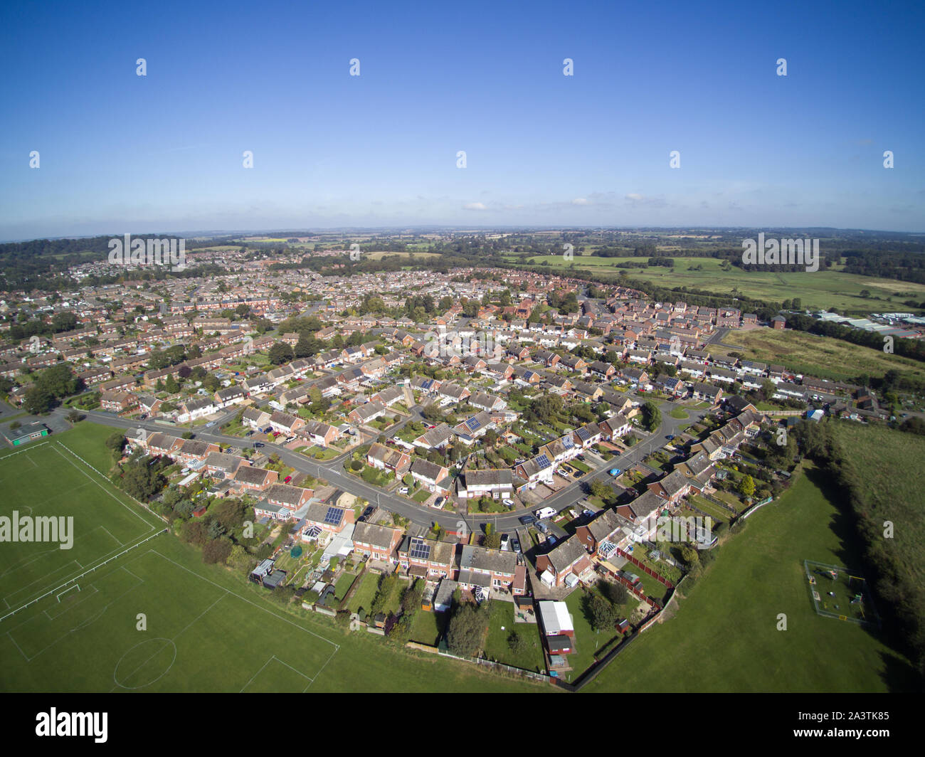 Wohnsiedlungen auf der Ostseite von Newport, Shropshire, TF10, England, Großbritannien Stockfoto