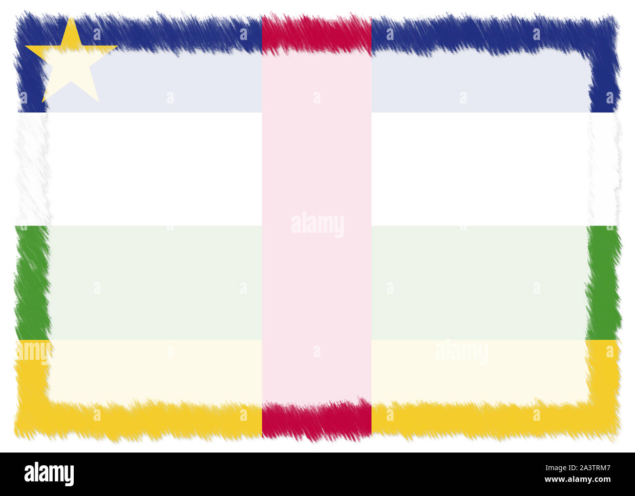 Grenzen mit der Zentralafrikanischen Republik Nationalflagge. Pinselstrich. Vorlage Elemente für Ihr Zertifikat und Diplom. Horizontale orientatio Stockfoto