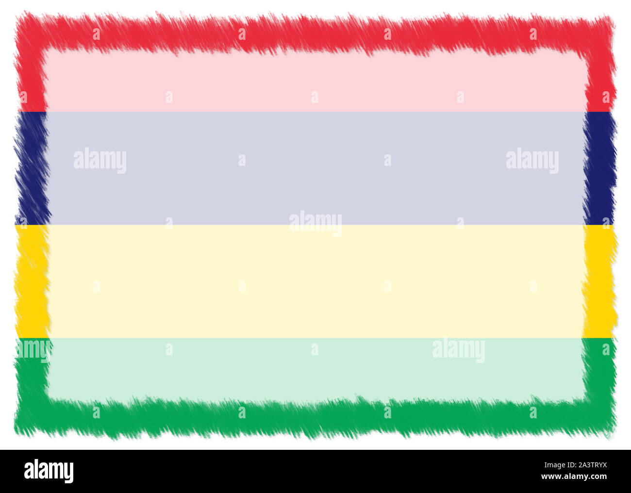 Grenze mit Mauritius Flagge. Pinselstrich. Vorlage Elemente für Ihr Zertifikat und Diplom. Horizontale Ausrichtung. Stockfoto