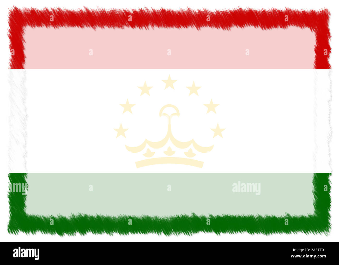 Grenze mit Tadschikistan Nationalflagge. Pinselstrich. Vorlage Elemente für Ihr Zertifikat und Diplom. Horizontale Ausrichtung. Stockfoto