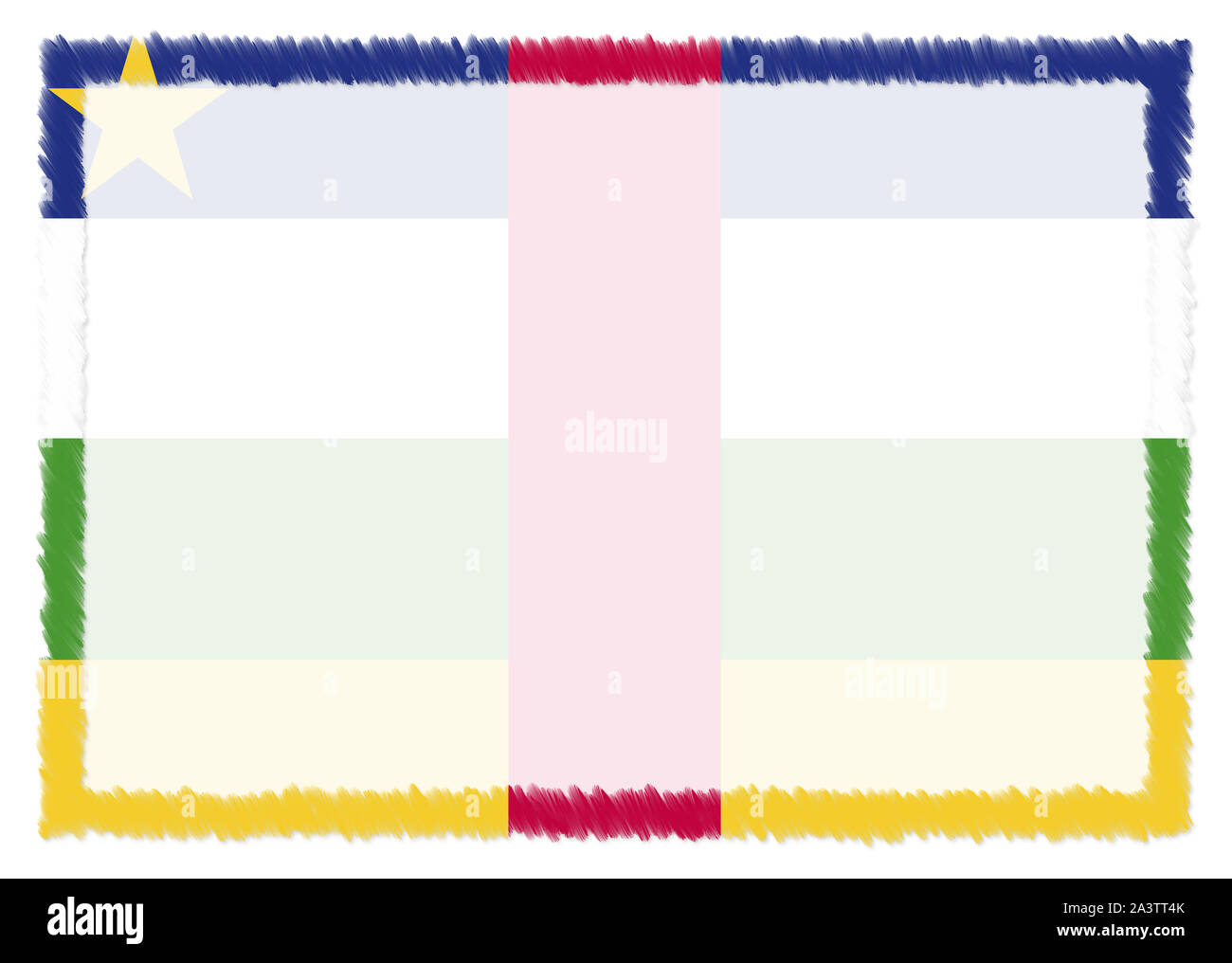 Grenzen mit der Zentralafrikanischen Republik Nationalflagge. Pinselstrich. Vorlage Elemente für Ihr Zertifikat und Diplom. Horizontale orientatio Stockfoto