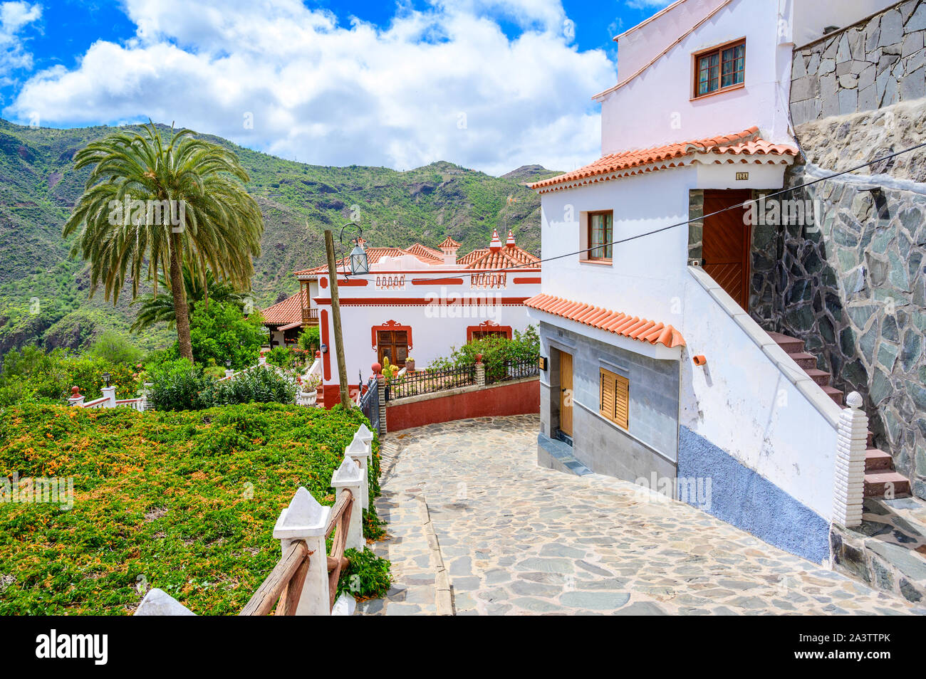 Tejeda - Dorf in der Bergwelt auf Gran Canaria - Kanarische Insel von Spanien Stockfoto