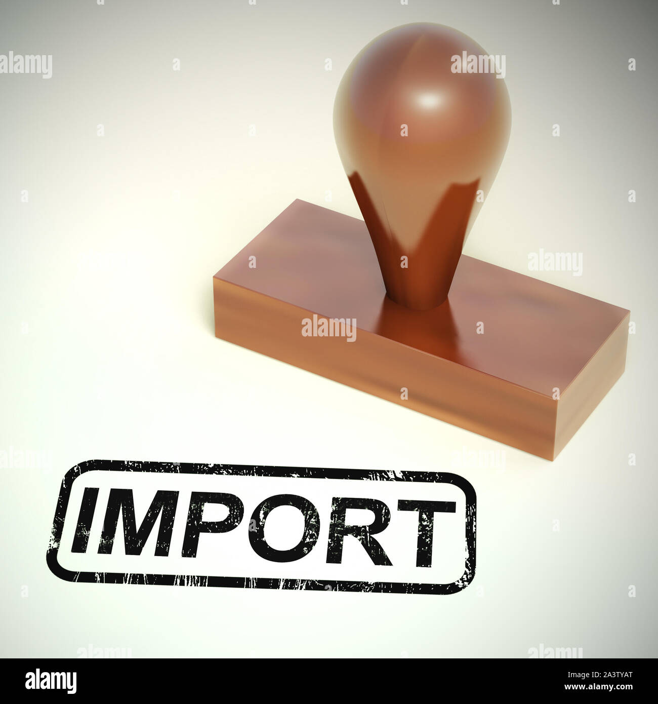 Import Konzept Symbol bedeutet, dass die Einfuhr von Waren für Unternehmen. Internationaler Handel und Global Shipping - 3D-Darstellung Stockfoto