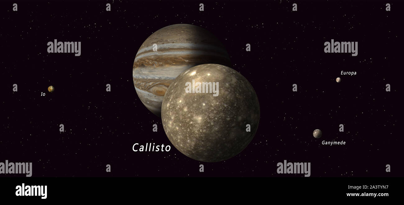 Callisto eine der vier großen jupiter Satelliten Stockfoto