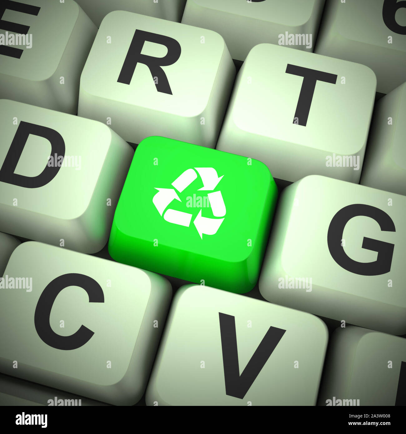 Recycling Konzept Symbol bedeutet, zu verwenden oder zu verarbeiten. Die nachhaltige und umweltfreundliche Nutzung - 3D-Darstellung Stockfoto