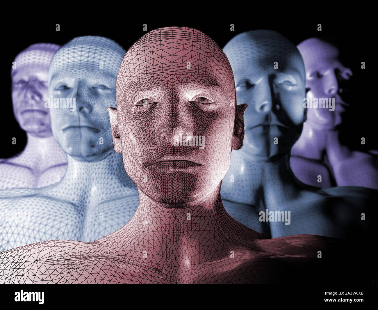 Cgi (Computer Generated image)/Illustration: Symbolbild: Digitalisierung, Kuenstliche Intelligenz (KI, AI), Cyberspace, Roboter, Bionik (nur fuer Rot Stockfoto