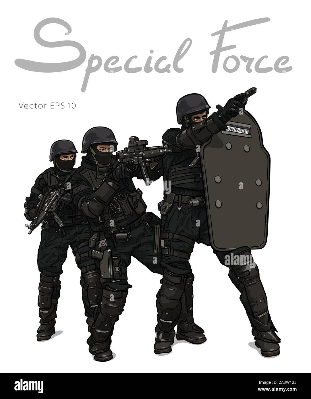 Polizei Anti Terror. Vektor Skizze Stock Vektor