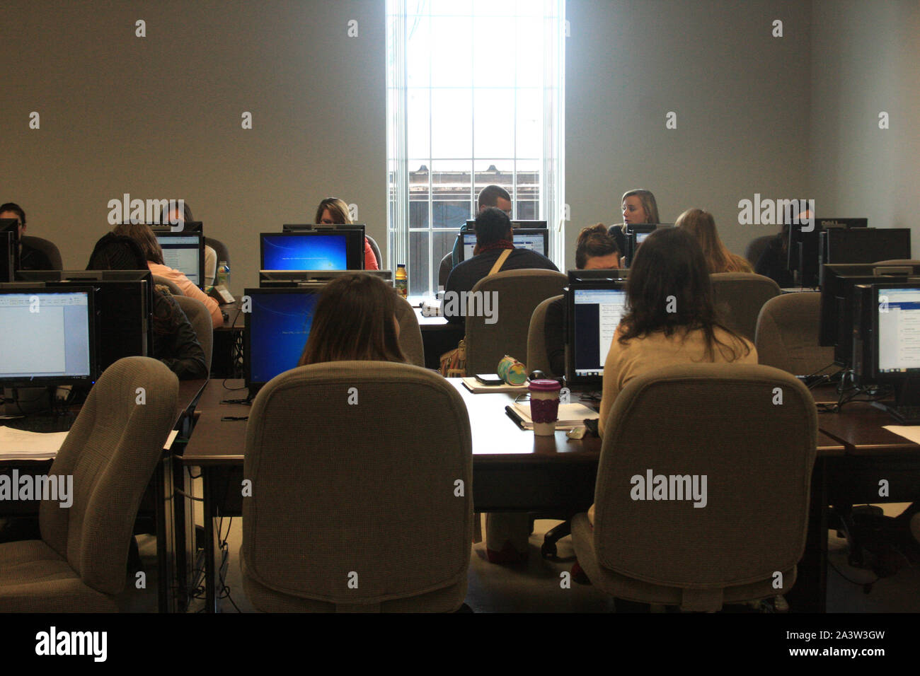 Studenten in einem Computer Labor an der Liberty University in Lynchburg, VA, USA Stockfoto