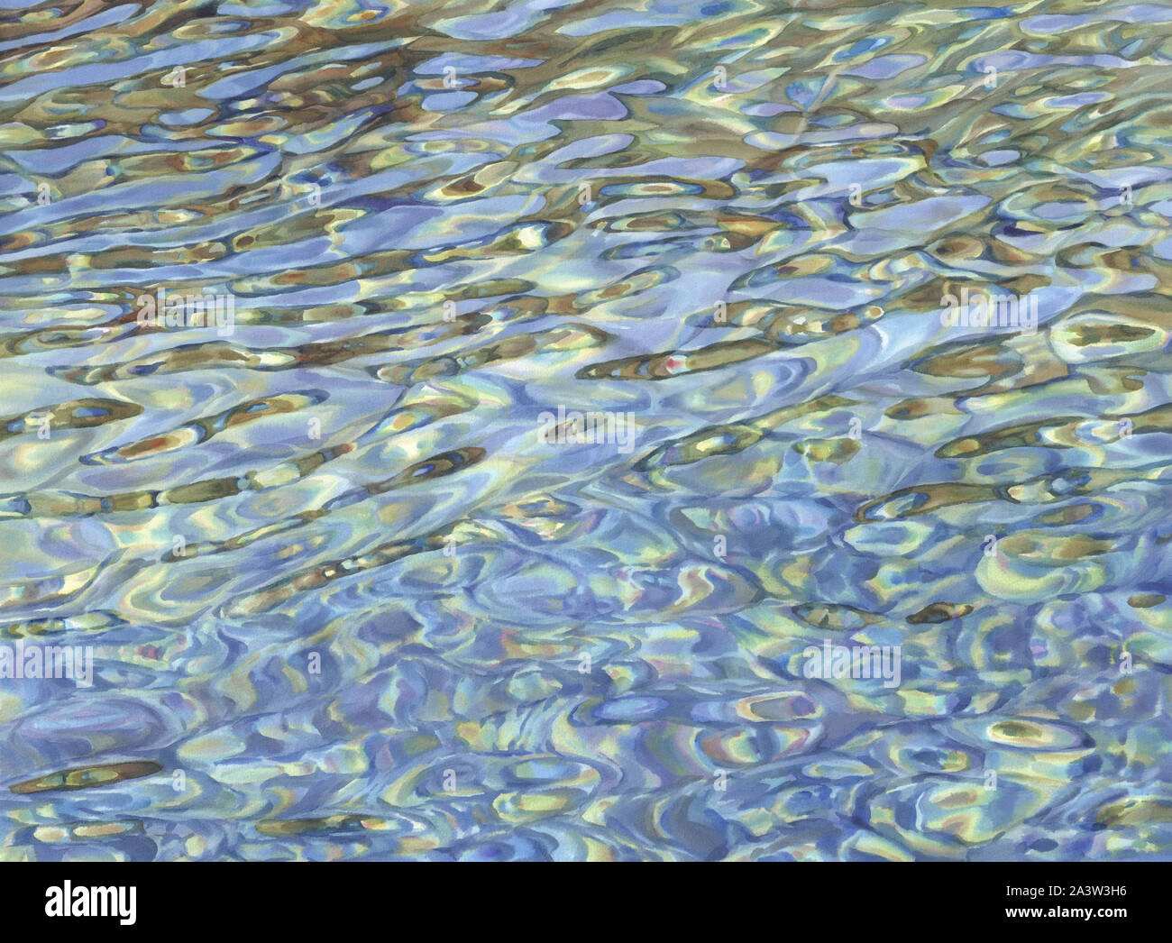 Sonnig mit transparenten Wellen Aquarell Hintergrund. Zusammenfassung Hintergrund Stockfoto