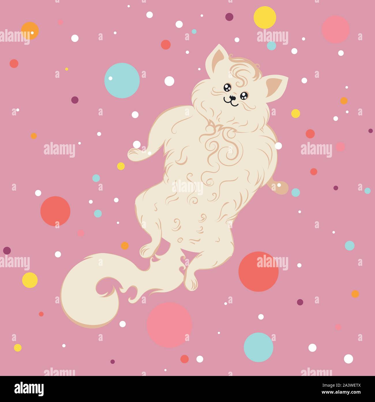 Cute cartoon weiße Katze, abstrakte kawaii Kitty Design Illustration. Stock Vektor