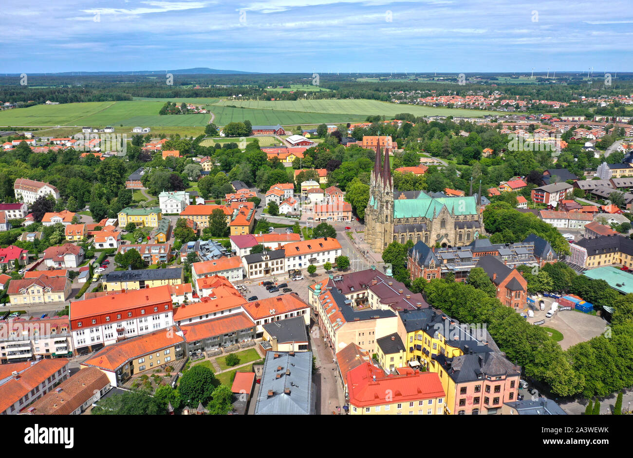 SKARA Skara över Drönarbild 20190625. Skara Skara domkyrka ist Stifts ...