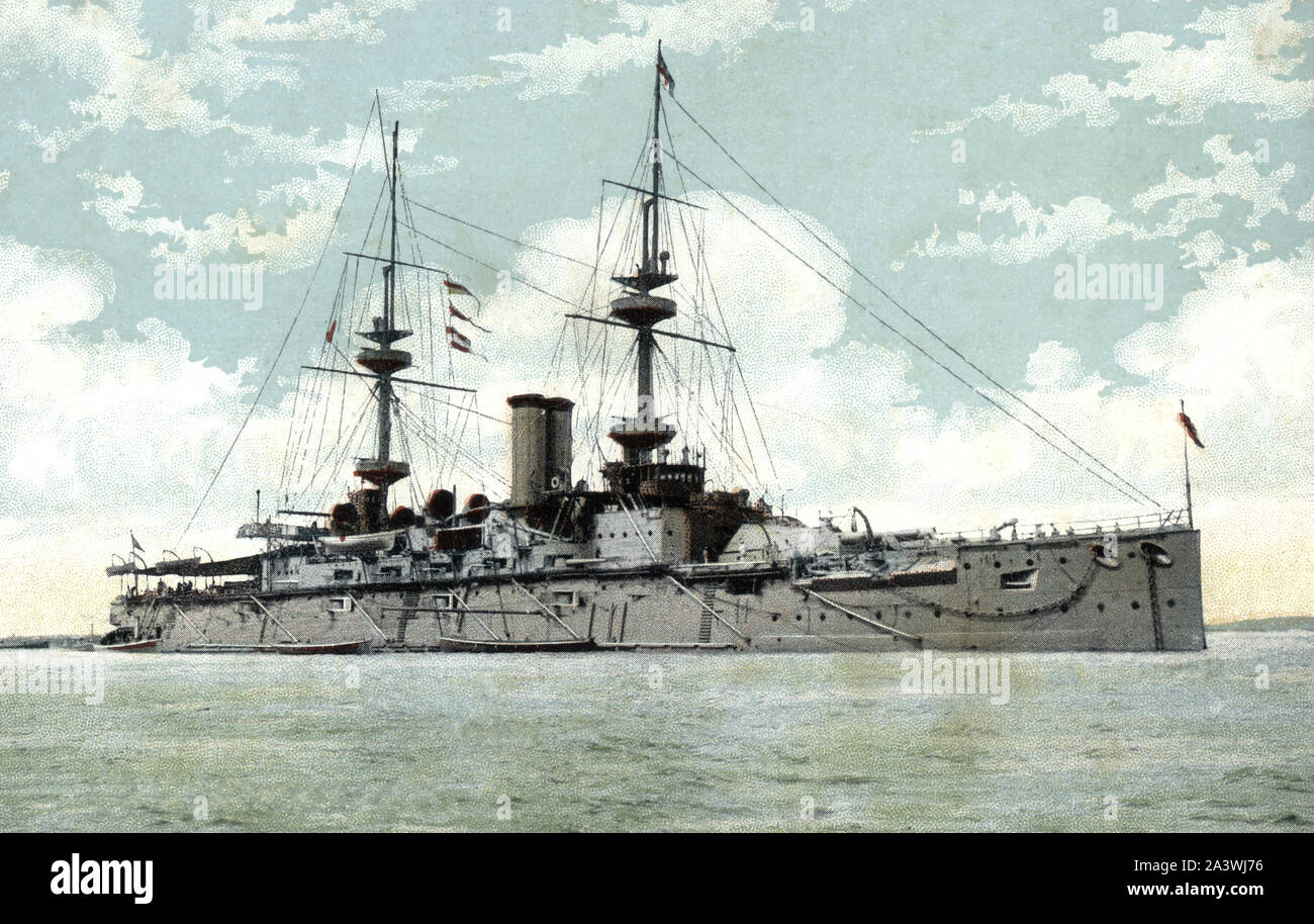 HMS Magnificent war einer der neun Majestätisch-Klasse vor - dreadnought Schlachtschiffe der Royal Navy. Sie wurde Ende 1895 mit dem Kanal Flotte, Stockfoto