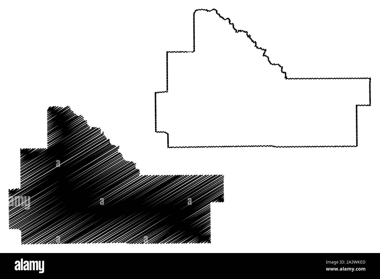 Wilcox County, Alabama (Grafschaften in Alabama, Vereinigte Staaten von Amerika, USA, USA, USA) Karte Vektor-illustration, kritzeln Skizze Wilcox Karte Stock Vektor