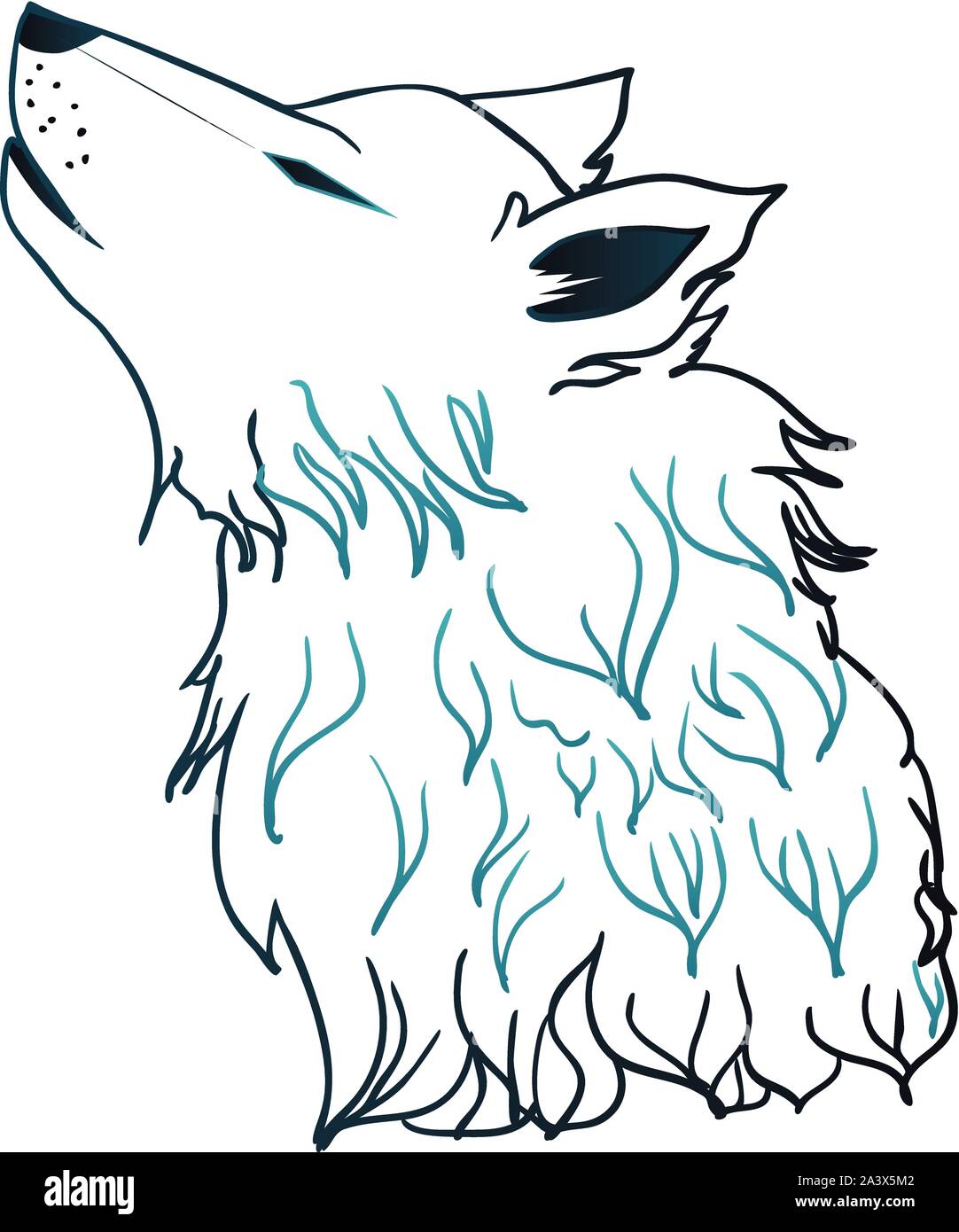 Stilisierte cartoon grauen Wolf, Wolf heult. Stock Vektor