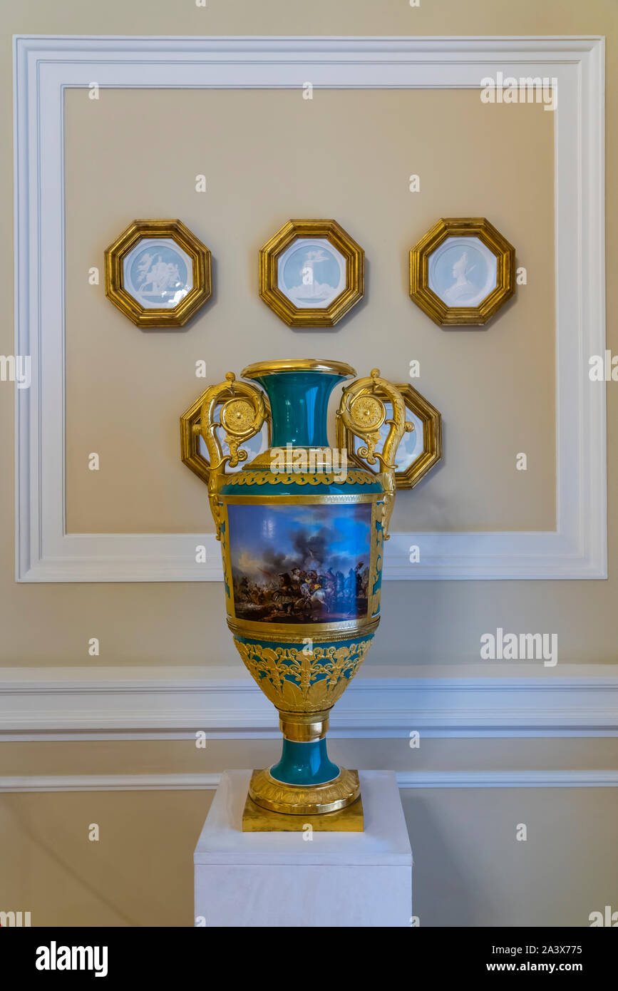 Museum Stücke angezeigt in der Fabergé Museum in St. Petersburg, Russland. Stockfoto