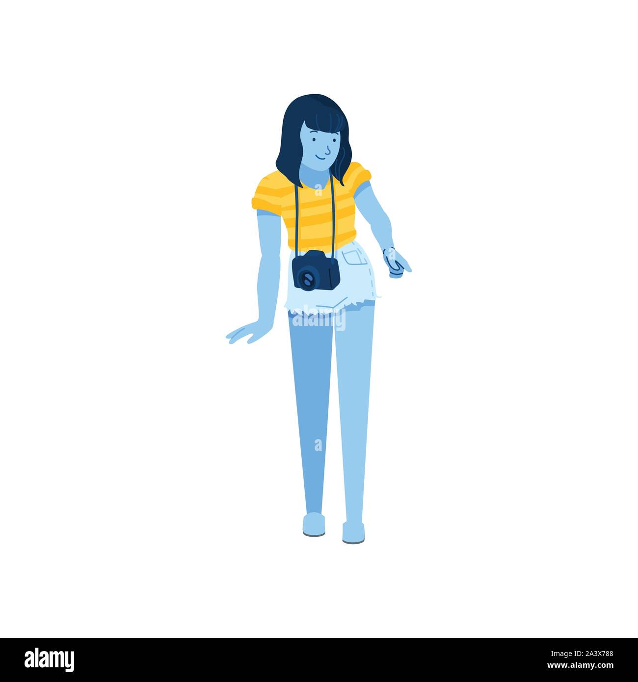 Mädchen mit Kamera, Frau mit Foto Kamera illustration Vektor-Vektor Stock Vektor