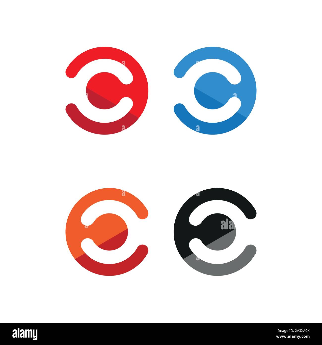 Anfangsbuchstabe C Logo. Buchstabe C negativen Raum Logo oder Icon Design Template-Vektor Stock Vektor