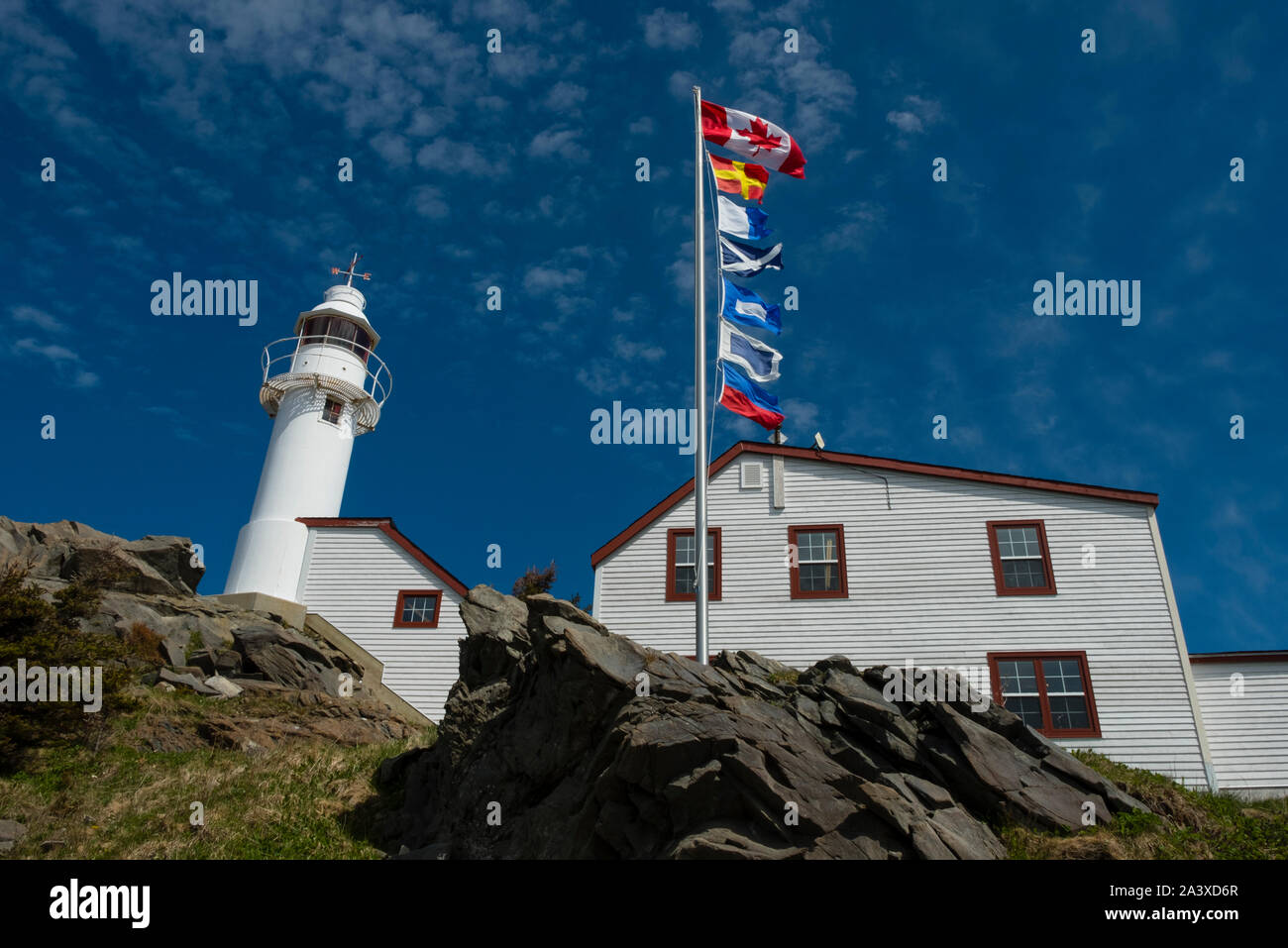 Hummer Cove Head Lighthouse im Gros Morne National Park, Neufundland Stockfoto
