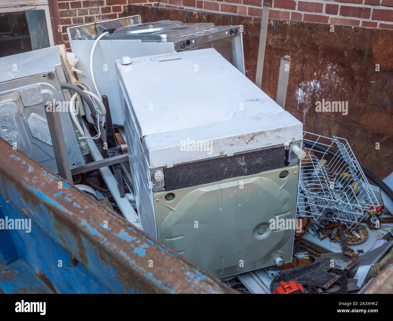 Alte Küchengeräte Abfallbehälter Stockfoto