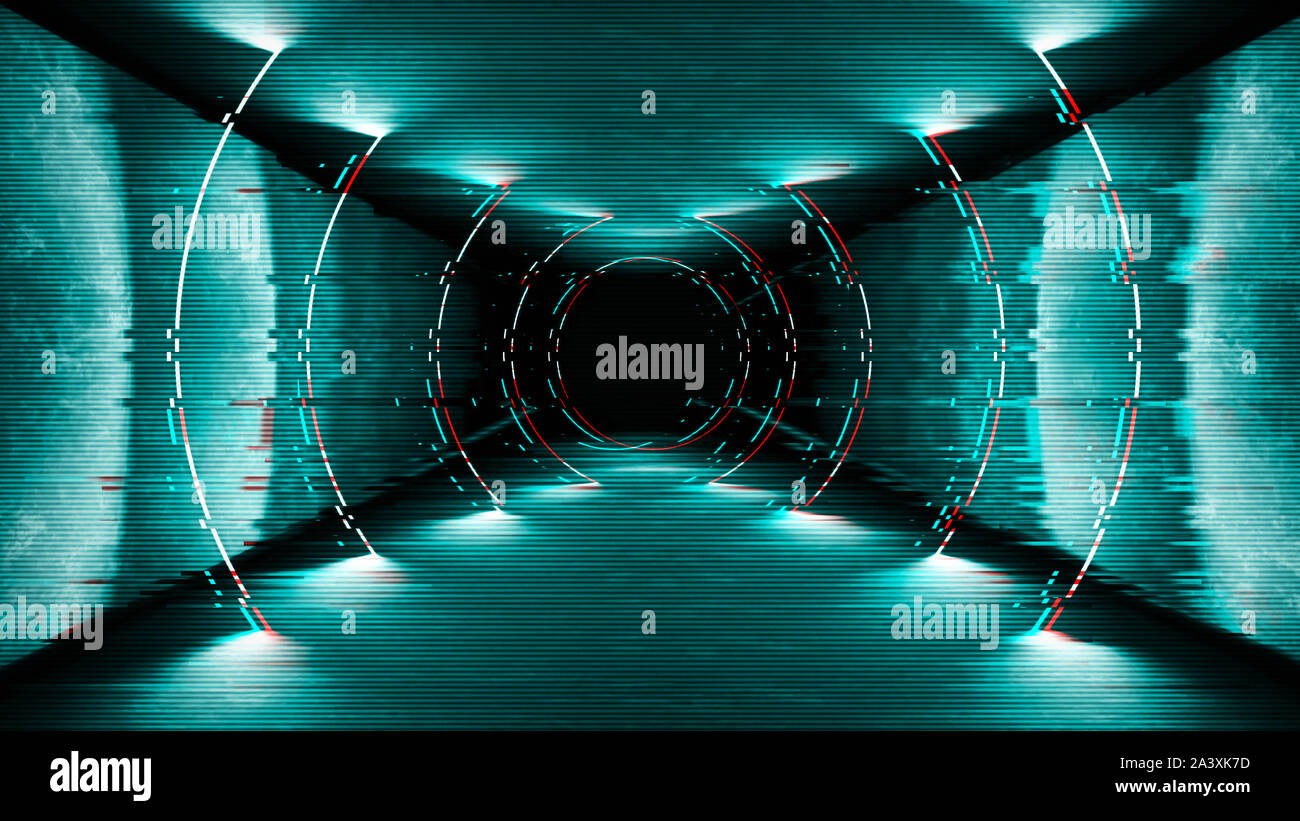 Futuristische Muster mit Glitch digital design. Internet Technologie. Abstrakte pixel Lichteffekt. Vhs-Problem mit Lärm Fehler video Schaden. Stockfoto